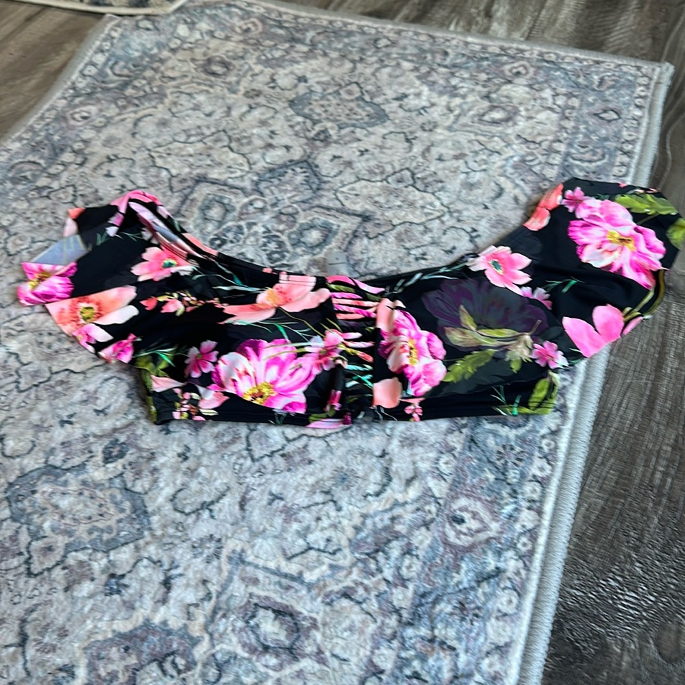 Printed floral off the shoulder High waisted bikini (small)